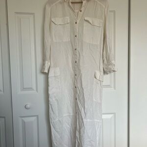Zara Cream Button-Up Dress size small